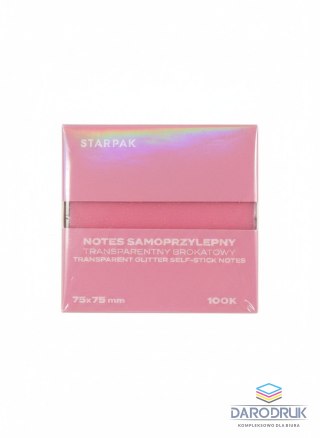 Starpak Notes samoprzylepny (karteczki) Transparentny brokat Różowy mix 100k [mm:] 75x75 Starpak (576529)