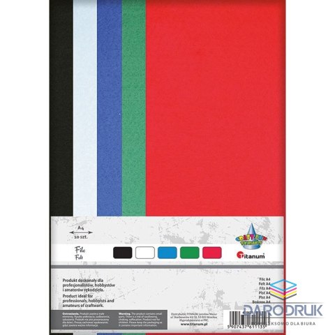 Titanum Filc Craft-Fun Series basic kolor A4 kolor: mix 10 ark. Titanum (179900B)