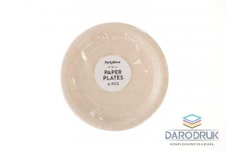 Partydeco Talerz jednorazowy beżowy papier śr. 180mm 6 szt Partydeco (TPP90-013)