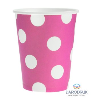 Godan Kubek jednorazowy różowy w groszki papier 270ml Godan (PF-KGRO)