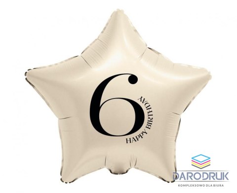 Godan Balon foliowy Gwiazda z cyfrą 6 (kremowy) 18cal Godan (FG-BGM6)
