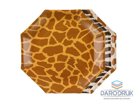 Partydeco Talerz jednorazowy Safari cętki, mix papier śr. 230mm 6 szt Partydeco (TPP115)