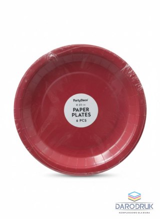 Partydeco Talerz jednorazowy ciemnoczerowny papier śr. 230mm 6 szt Partydeco (TPP102-007C)