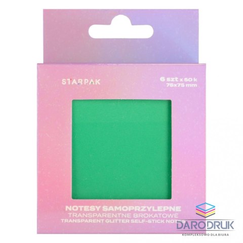 Starpak Notes samoprzylepny (karteczki) Transparentny brokat różne [mm:] 75x75 Starpak (576518)