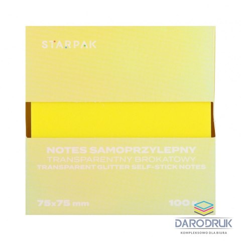 Starpak Notes samoprzylepny (karteczki) Transparentny brokat żółty mix 100k [mm:] 75x75 Starpak (576532)