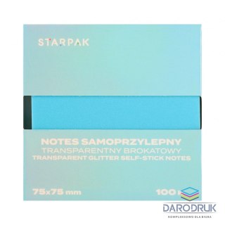 Starpak Notes samoprzylepny (karteczki) Transparentny brokat Niebieski mix 100k [mm:] 75x75 Starpak (576530)