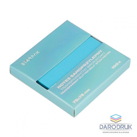 Starpak Notes samoprzylepny (karteczki) Transparentny brokat Niebieski mix 100k [mm:] 75x75 Starpak (576530)