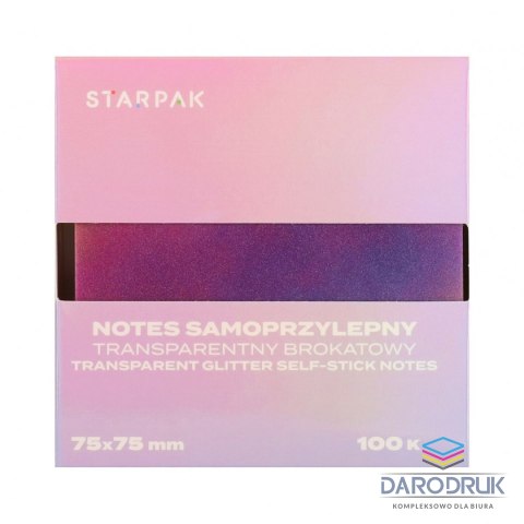 Starpak Notes samoprzylepny (karteczki) Transparentny ombre fioletowy mix 100k [mm:] 75x75 Starpak (576522)
