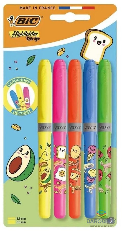 Bic Zakreślacz Highlighter Grip KAWAII 6 sztuki wkład mix 1,6-3,3mm Bic (528643)