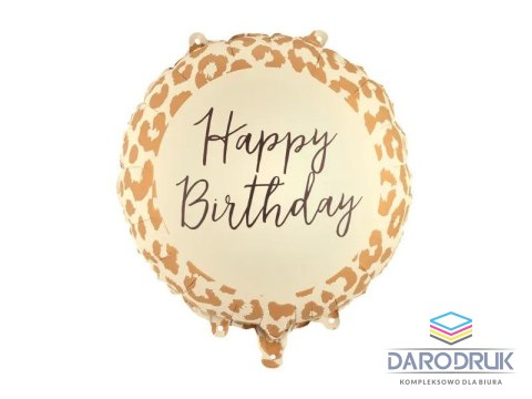 Partydeco Balon foliowy pastylka Happy Birthday w cętki, 18cal Partydeco (FB393)