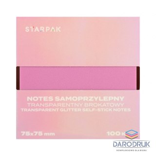Starpak Notes samoprzylepny (karteczki) Transparentny brokat Liliowy mix 100k [mm:] 75x75 Starpak (576528)