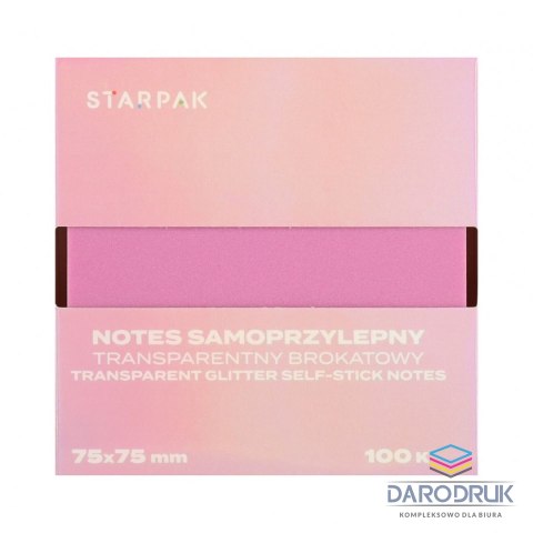 Starpak Notes samoprzylepny (karteczki) Transparentny brokat Liliowy mix 100k [mm:] 75x75 Starpak (576528)