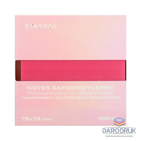 Starpak Notes samoprzylepny (karteczki) Transparentny ombre Różowy mix 100k [mm:] 75x75 Starpak (576523)