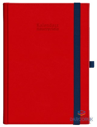 Wokół Nas Kalendarz nauczyciela książkowy (terminarz) Nebraska z gumką czerwony A5 143mm x 204mm Wokół Nas (A5TN070B)