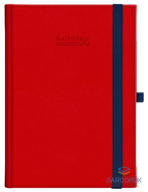 Wokół Nas Kalendarz nauczyciela książkowy (terminarz) Nebraska z gumką czerwony A5 143mm x 204mm Wokół Nas (A5TN070B)