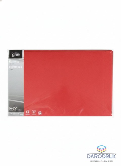 Galeria Papieru Koperta C4 pearl czerwony czerwony Galeria Papieru (280005) 5 sztuk