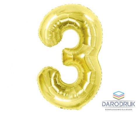 Godan Balon foliowy Cyfra 3, Light gold, 85 cm Godan (BC-HLG3)