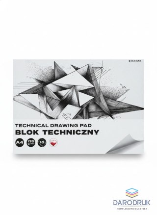 Starpak Blok techniczny A4 biały 170g 10k Starpak (587755)