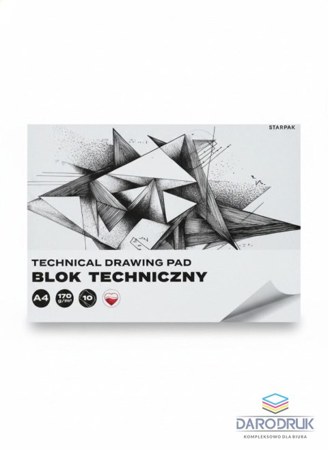 Starpak Blok techniczny A4 biały 170g 10k Starpak (587755)