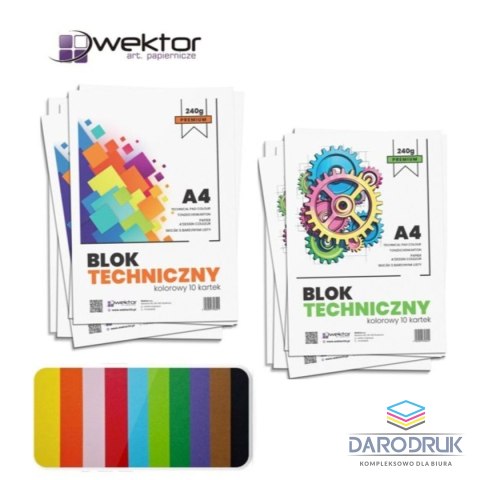 Wektor Blok techniczny A4 kolorowy 240g 10k Wektor (5906395356041)