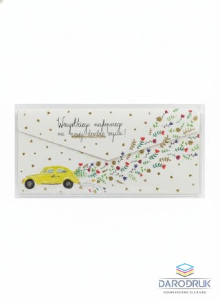 Henry Kartka składana DL+ Koperta Ślub żółte auto Henry (5905701488551)