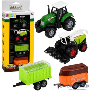 Lean Traktor Zestaw Pojazdów Rolniczych Traktor Sieczkarnia Przyczepy 1:68 4 szt. Lean (30218)