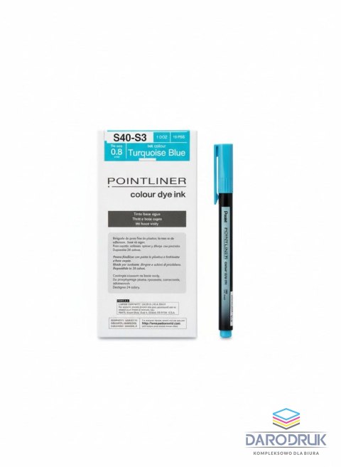 Pentel Cienkopis kreślarski POINTLINER wkład turkusowy 0,4mm 1kol. Pentel (S40-S3)
