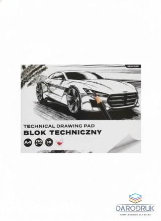 Starpak Blok techniczny A4 biały 170g 10k Starpak (587751)