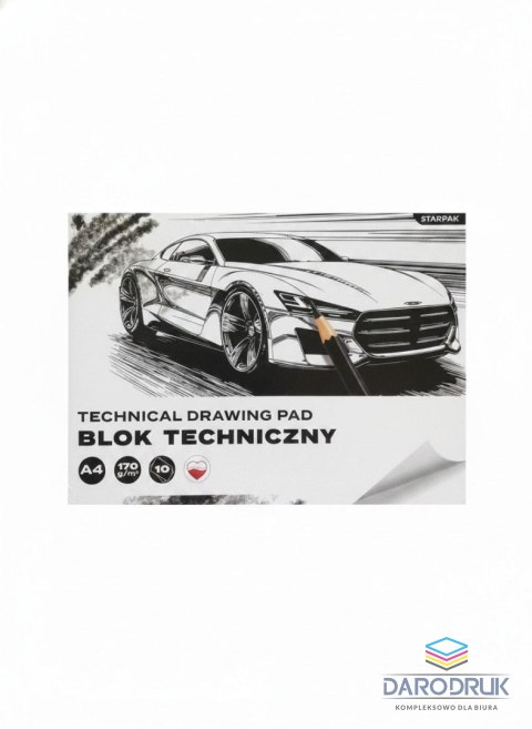 Starpak Blok techniczny A4 biały 170g 10k Starpak (587751)