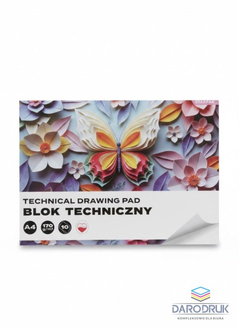 Starpak Blok techniczny A4 biały 170g 10k Starpak (588814)