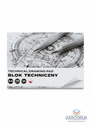 Starpak Blok techniczny A4 biały 170g 10k Starpak (588815)