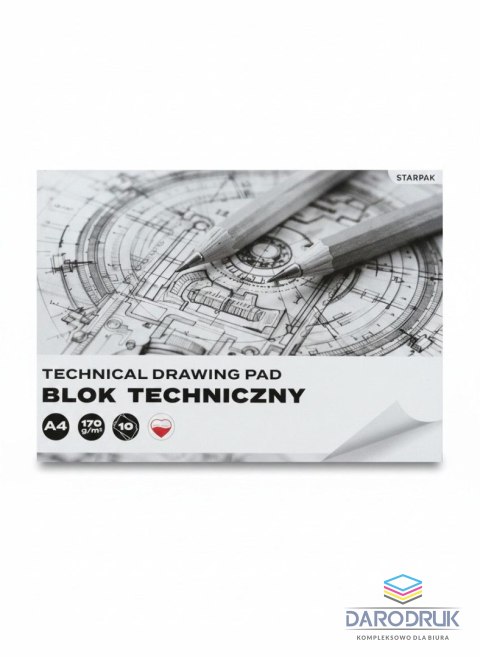 Starpak Blok techniczny A4 biały 170g 10k Starpak (588815)