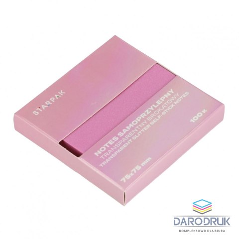 Starpak Notes samoprzylepny (karteczki) Transparentny brokat Liliowy mix 100k [mm:] 75x75 Starpak (576528)