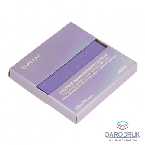 Starpak Notes samoprzylepny (karteczki) Transparentny brokat fiolet mix 200k [mm:] 75x75 Starpak (576527)