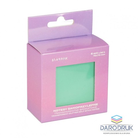 Starpak Notes samoprzylepny (karteczki) Transparentny brokat różne [mm:] 75x75 Starpak (576518)