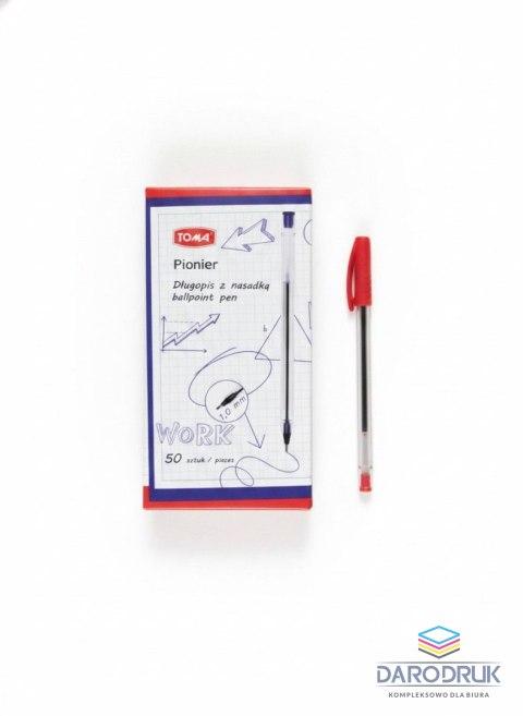 Toma Długopis standardowy z nasadką wkład czerwony 1,0mm Toma (TO - 023 2 2)