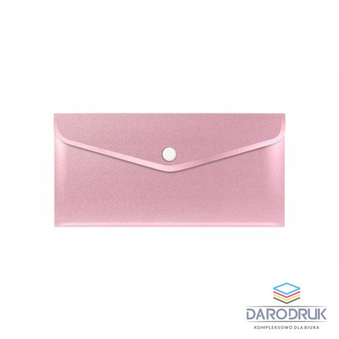 Biurfol Teczka plastikowa na guzik STARDUST PINK DL różowy Biurfol (TKSD-DL-03)