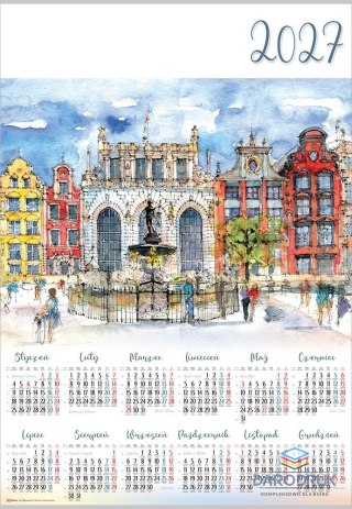 Lucrum Kalendarz ścienny GDAŃSK plakatowy A4 607mm x 880mm Lucrum (PL10)