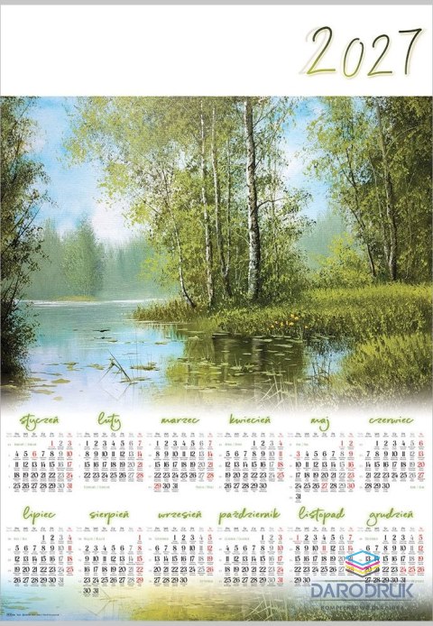 Lucrum Kalendarz ścienny LAS plakatowy A4 607mm x 880mm Lucrum (PL09)