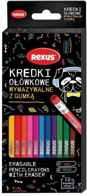 Rexus Kredki ołówkowe Teens wymazywalne 12 kol. Rexus (63346)