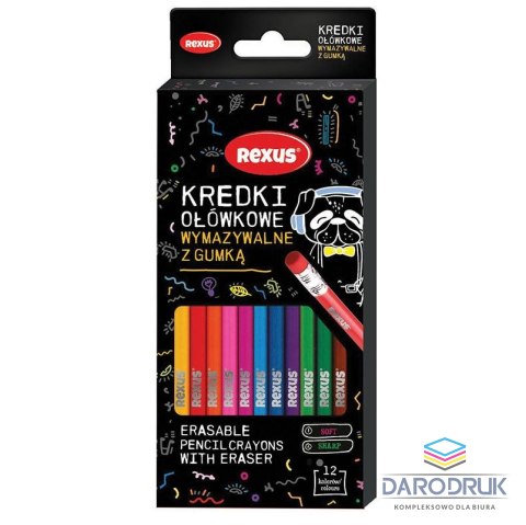 Rexus Kredki ołówkowe Teens wymazywalne 12 kol. Rexus (63346)