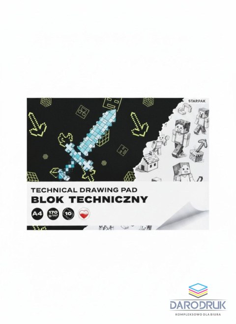 Starpak Blok techniczny A4 biały 170g 10k Starpak (588813)