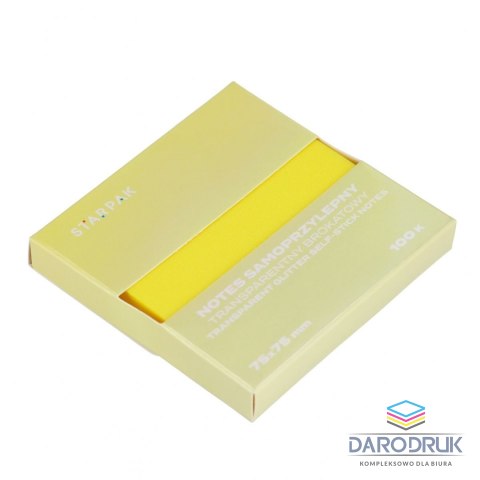 Starpak Notes samoprzylepny (karteczki) Transparentny brokat żółty mix 100k [mm:] 75x75 Starpak (576532)