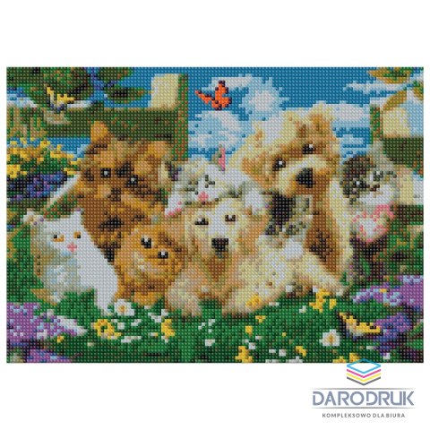 Flamingo Line Zestaw kreatywny Diamentowa mozaika 30x40cm Psy i koty Flamingo Line (TBS01371-02(22))