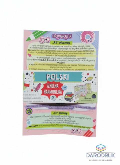 Henry Książeczka edukacyjna Ściąga harmonijka Polski interpunkcja i ortografia Henry (5905701489206)