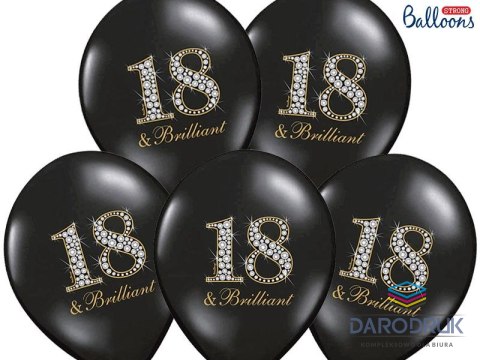 Partydeco Balon gumowy gumowy czarny z nadrukiem liczby 18 30 cm/6 sztuk czarna 300mm Partydeco (SB14P-136-010-6)