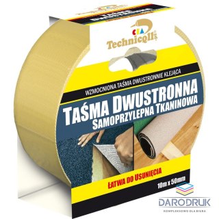 Technicqll Taśma dwustronna dwustronna tkaninowa 50x10 [mm x m] Technicqll (T-246)