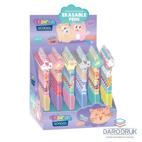 Colorino Kids Długopis Cats wymazywalny wkład niebieski 0,5mm Colorino Kids (01881PTR)