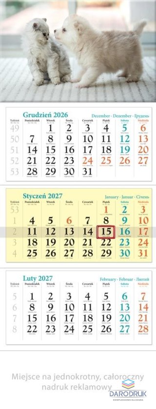 Lucrum Kalendarz ścienny PUPILE TRÓJDZIELNY 320mm x 680mm Lucrum (KT14)