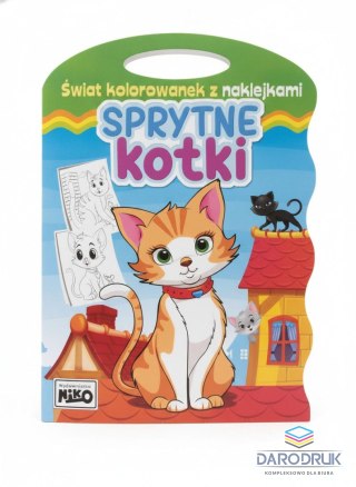Niko Książeczka edukacyjna Świat kolorowanek z naklejkami. Sprytne kotki Niko